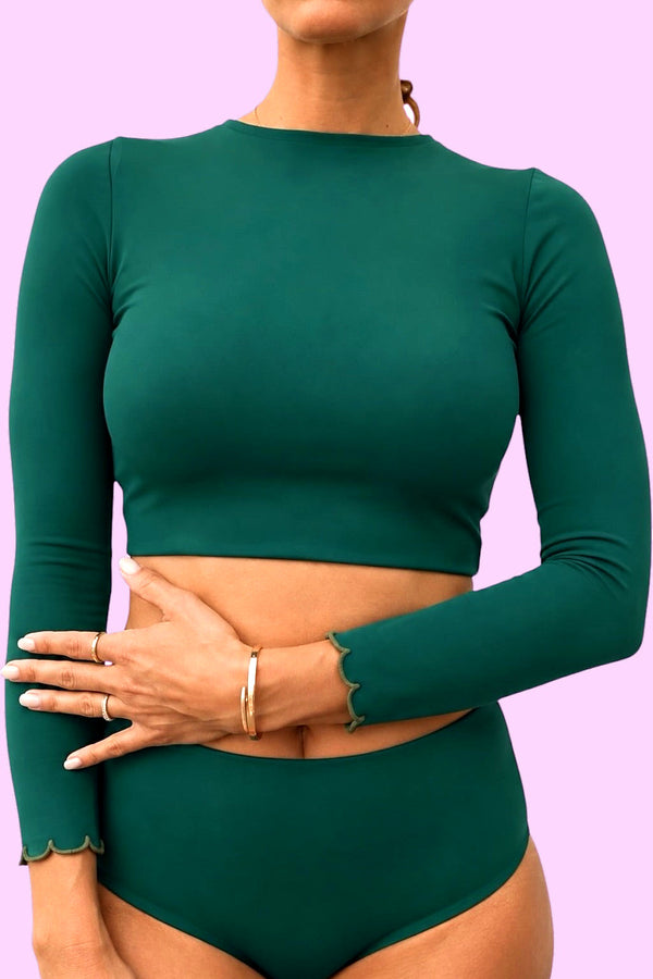 UPF 50+ Womens Rashie — Forest Green