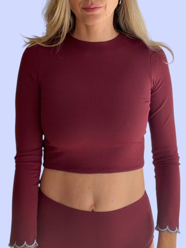 UPF 50+ Womens Rashie — Wine