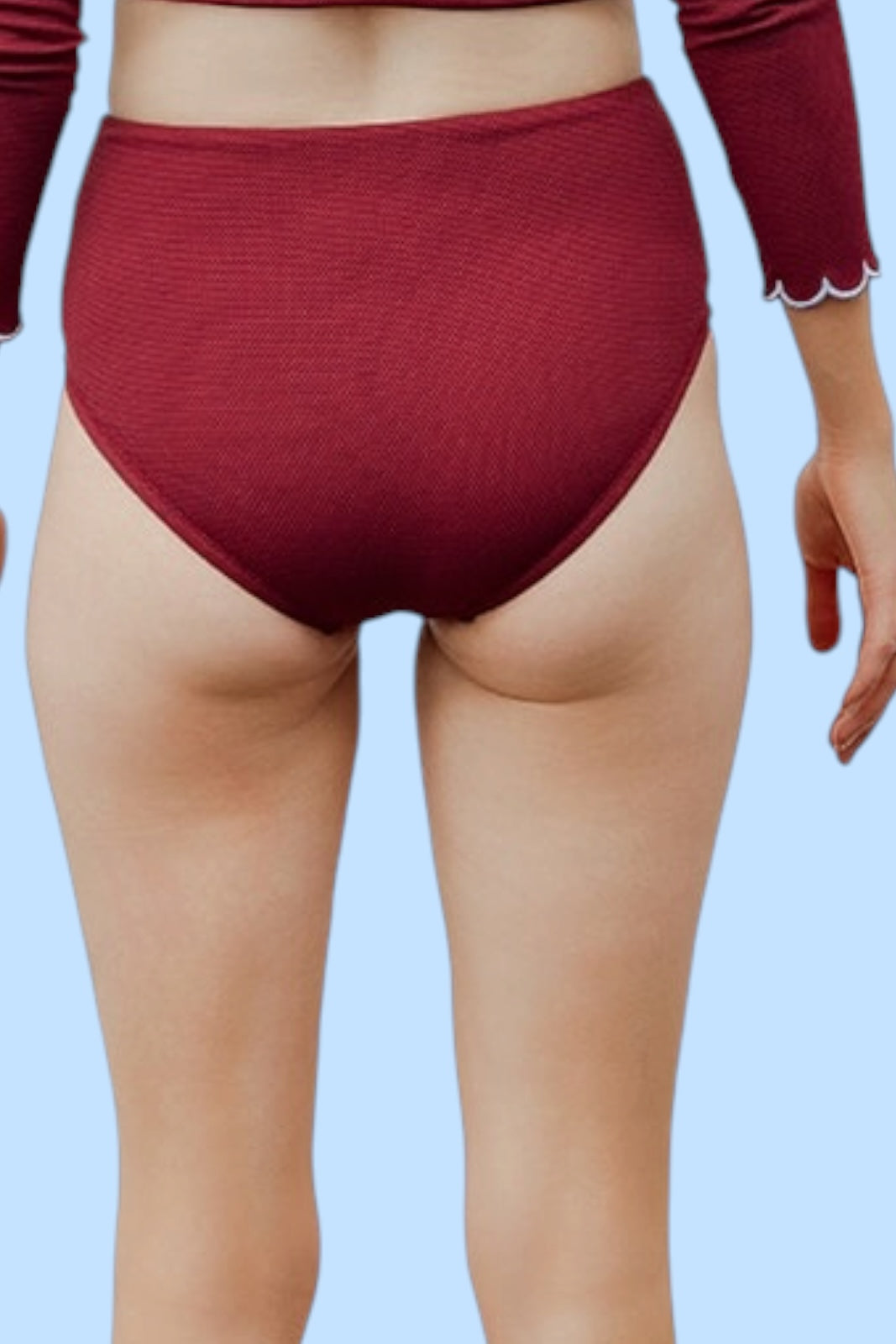 Womens High Waist Swim Bottoms — Wine