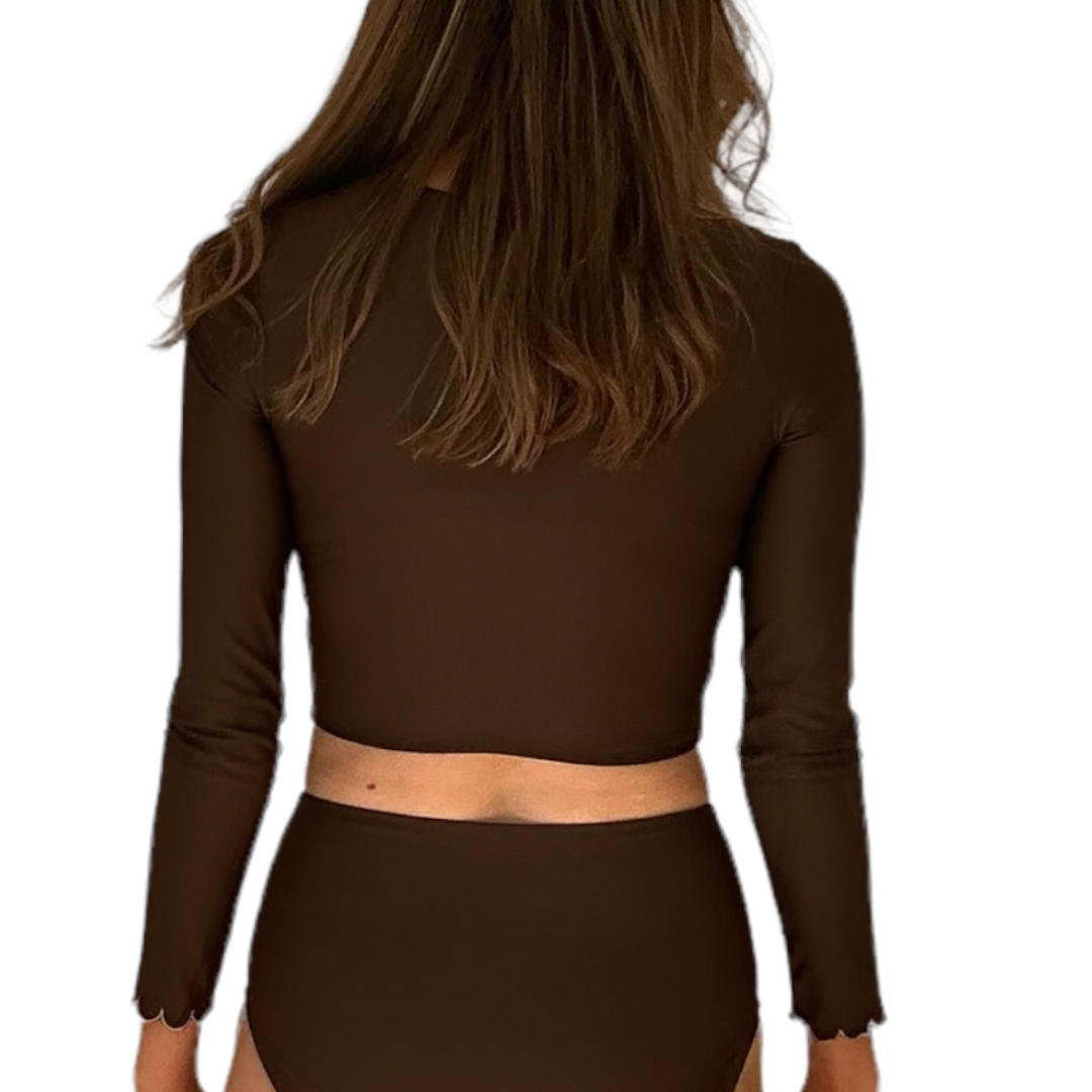 High Waist Chocolate Swim Bottoms