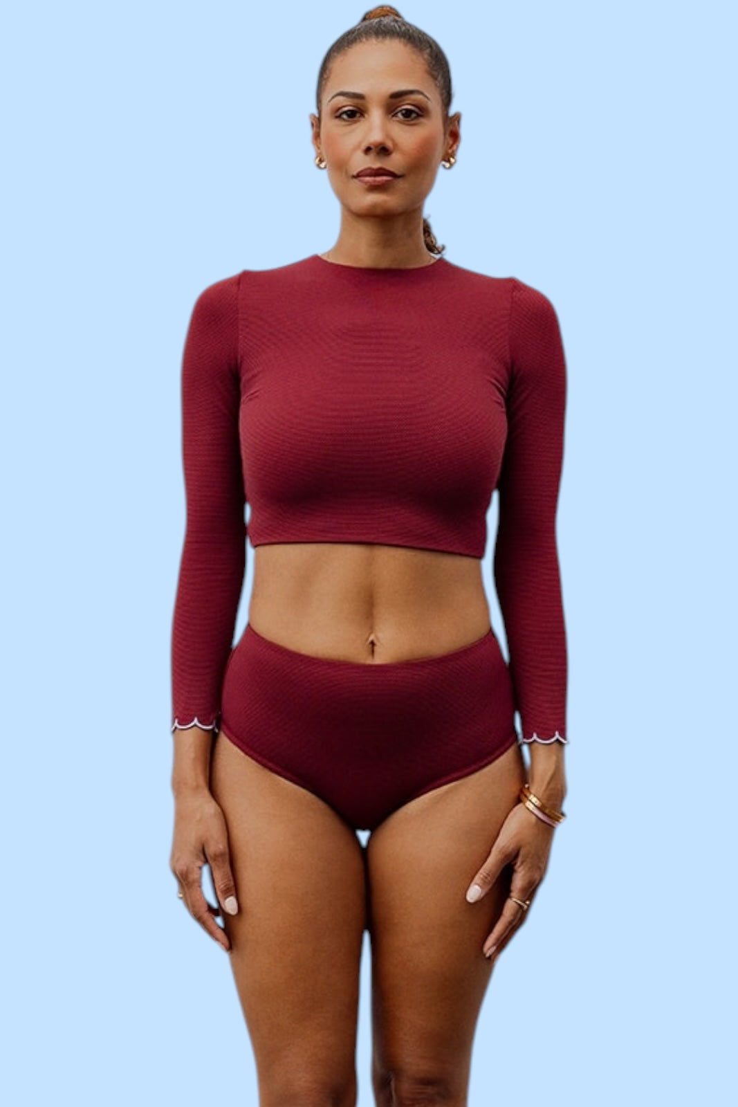 UPF 50+ Womens Rashie — Wine