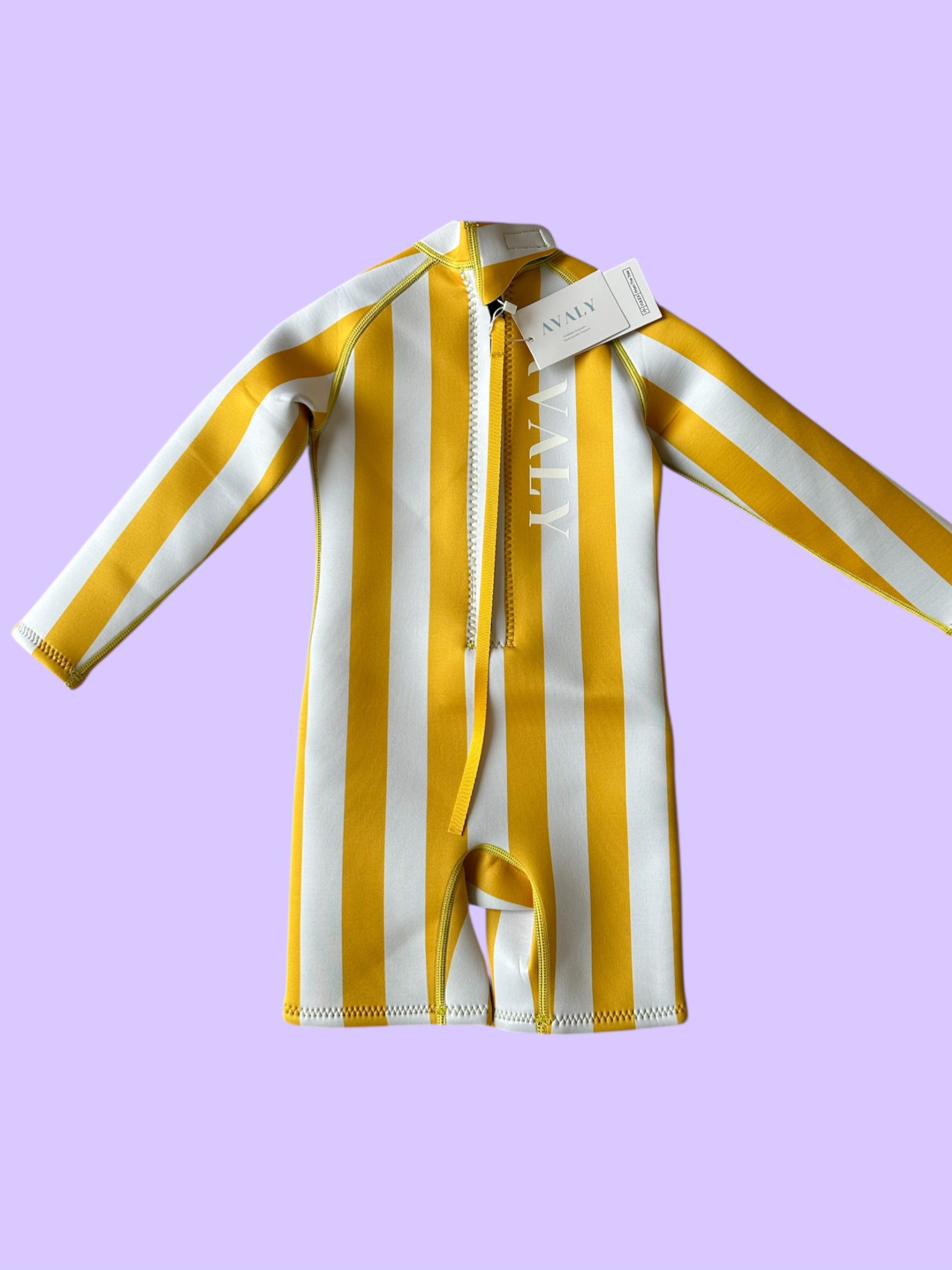 PRE ORDER HERE: SENT OUT FIRST WEEK OF OCTOBER | Yellow and White Stripes | Sustainable Kids Wetsuit | AVALY