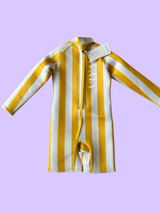 PRE ORDER HERE: SENT OUT FIRST WEEK OF OCTOBER | Yellow and White Stripes | Sustainable Kids Wetsuit | AVALY
