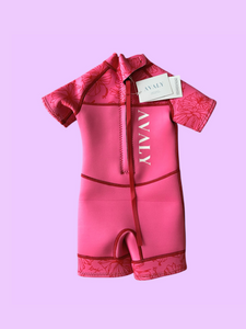 PRE ORDER HERE: SENT OUT FIRST WEEK OF OCTOBER | Pink Hibiscus| Sustainable Kids Wetsuit | AVALY