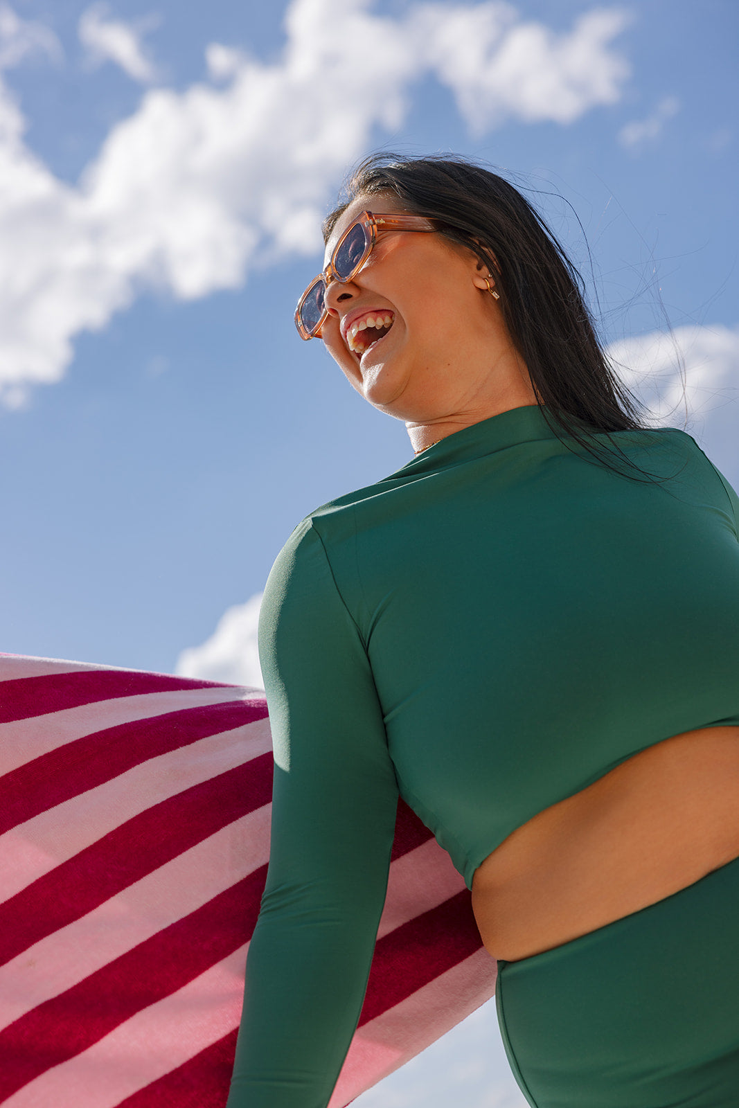 UPF 50+ Womens Rashie — Forest Green