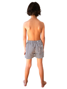 Navy Striped Board Shorts | Curly | Sustainable