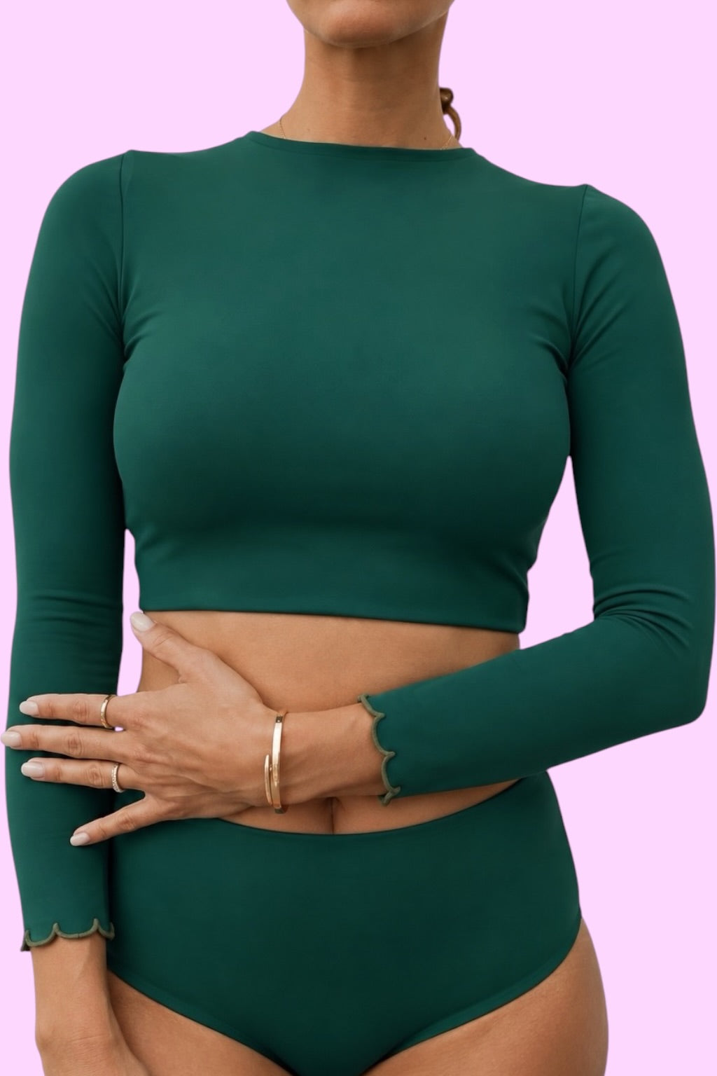 UPF 50+ Womens Rashie — Forest Green