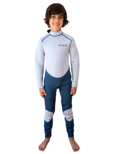 Navy & White Striped | Kids Sustainable Wetsuit | AVALY