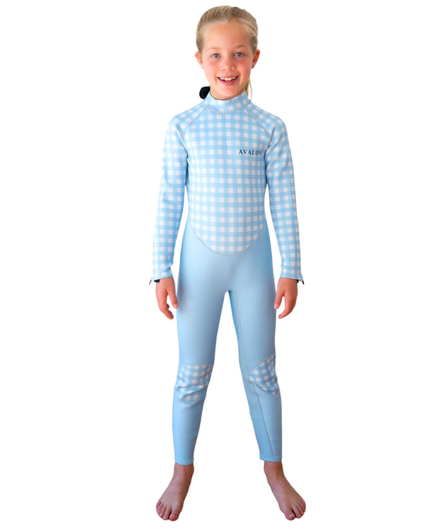 UPF 50+ Kids Steamer Wetsuit — Blue Gingham