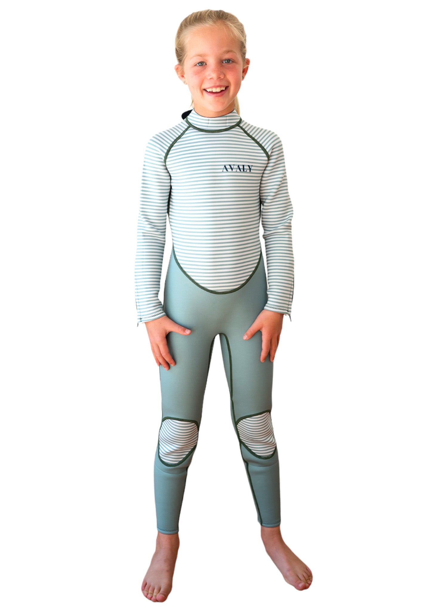 Green Striped | Kids Sustainable Wetsuit | AVALY