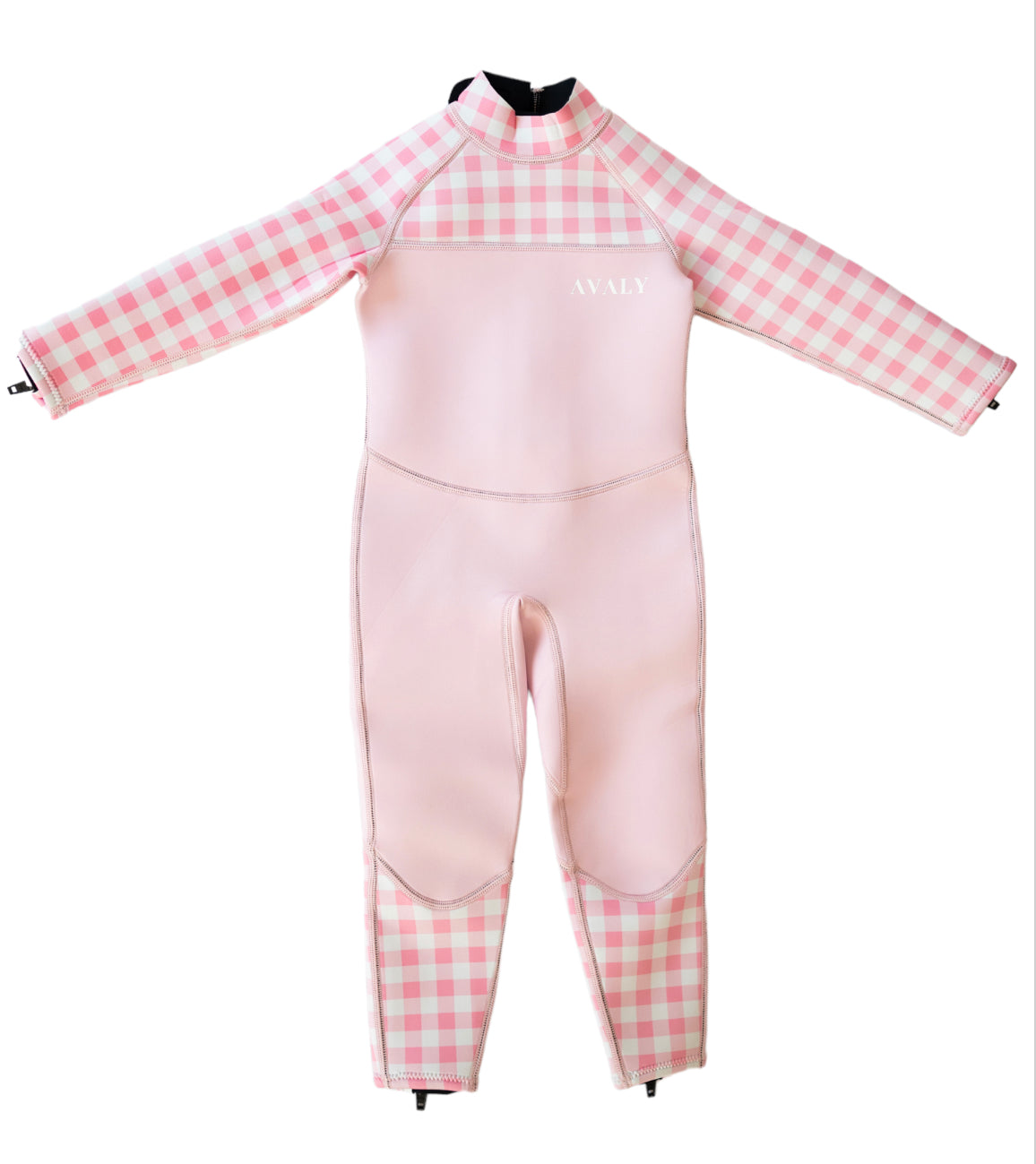 Pink Gingham | Kids Sustainable Wetsuit | Avaly