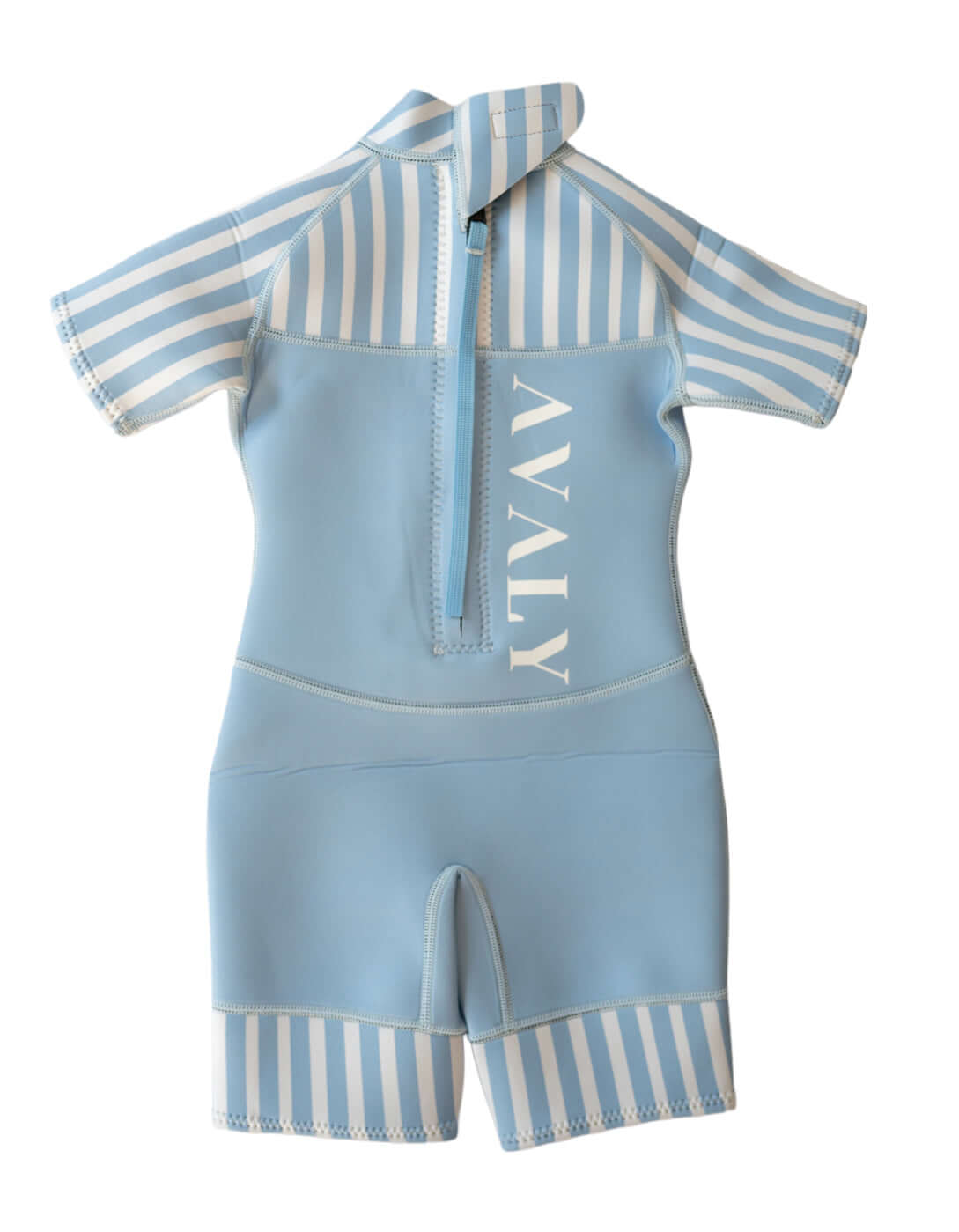 Light Blue Striped | Cottesloe | Sustainable Short Sleeve Kids Wetsuit