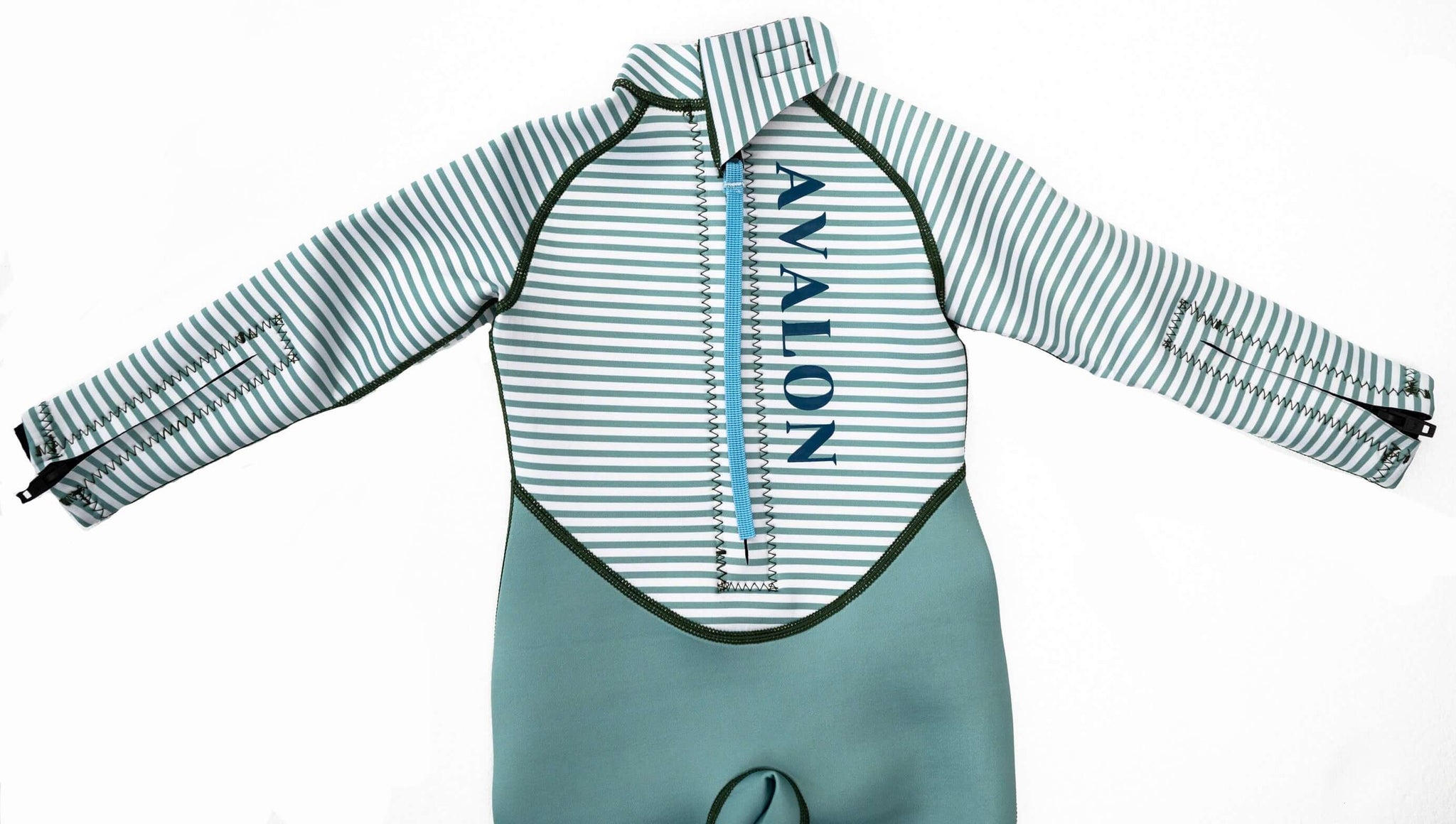 Green Striped Kids Swimming Wetsuits