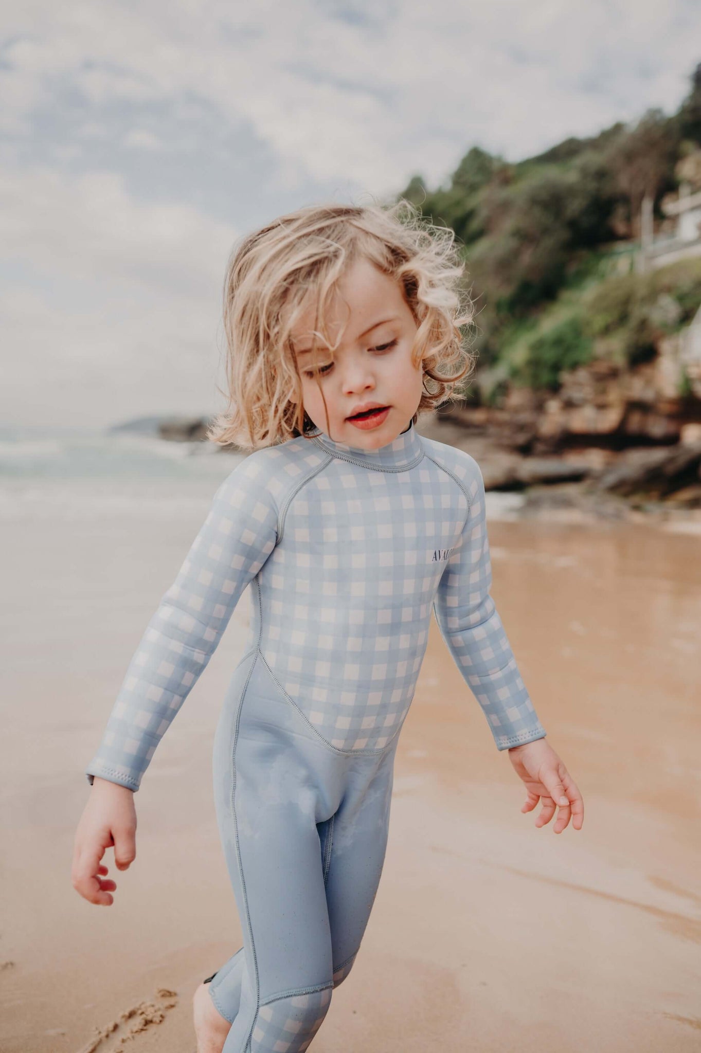 Blue Gingham | Wategos | Sustainable Children's Wetsuit