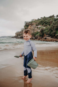 Navy striped boys childrens beach wetsuit