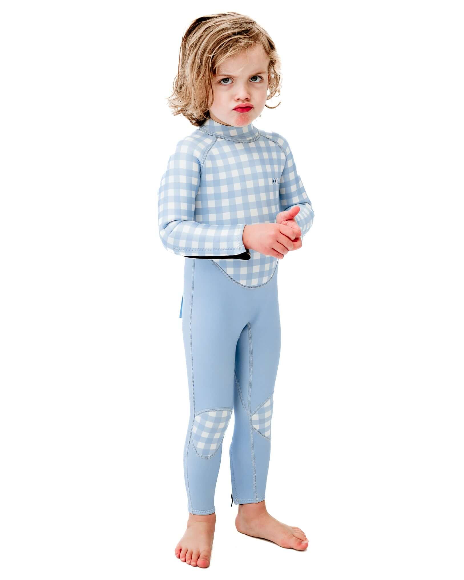 Blue Gingham | Wategos | Sustainable Children's Wetsuit