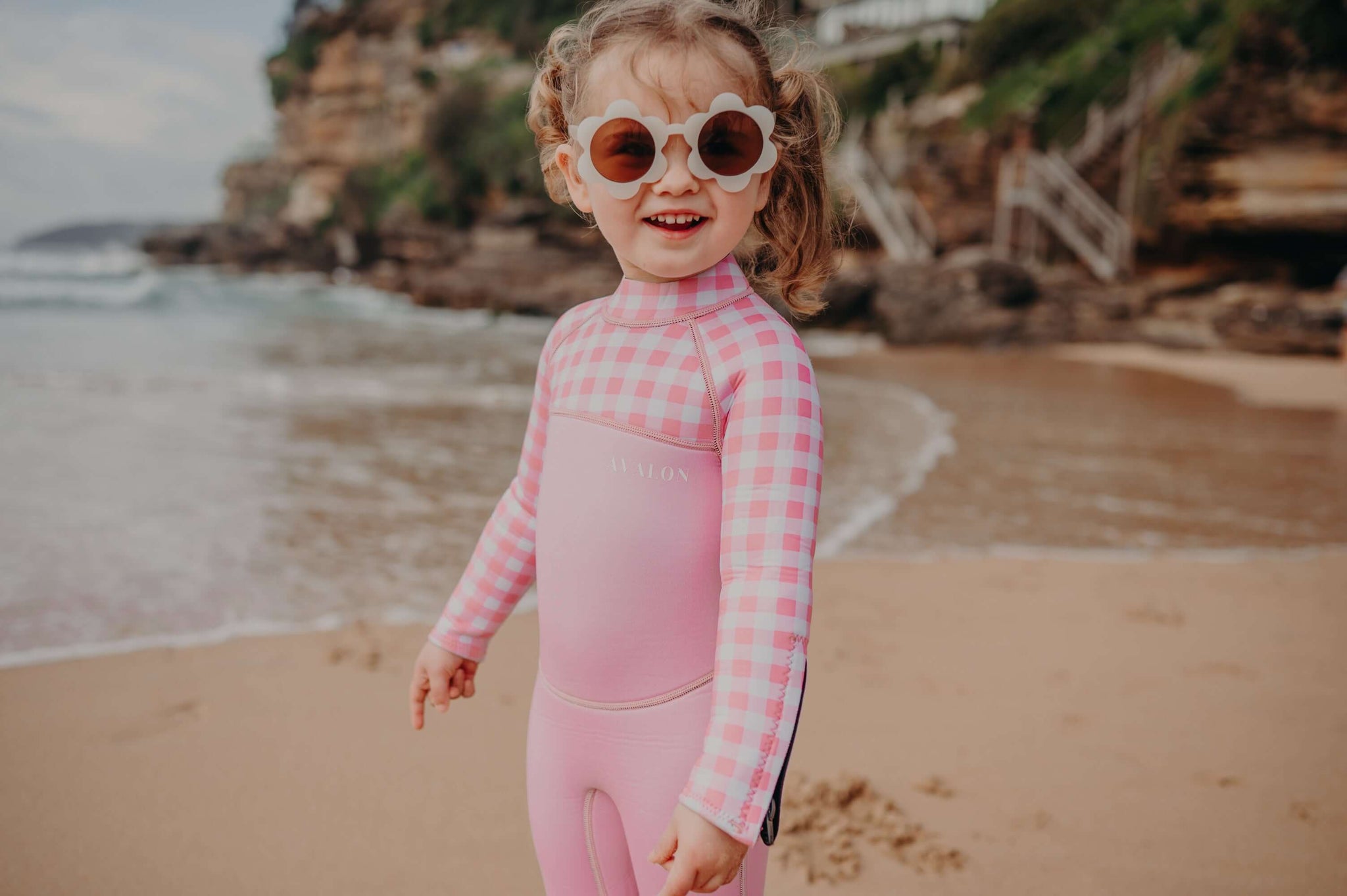 Pink Gingham | Tamarama | Sustainable Children's Wetsuit