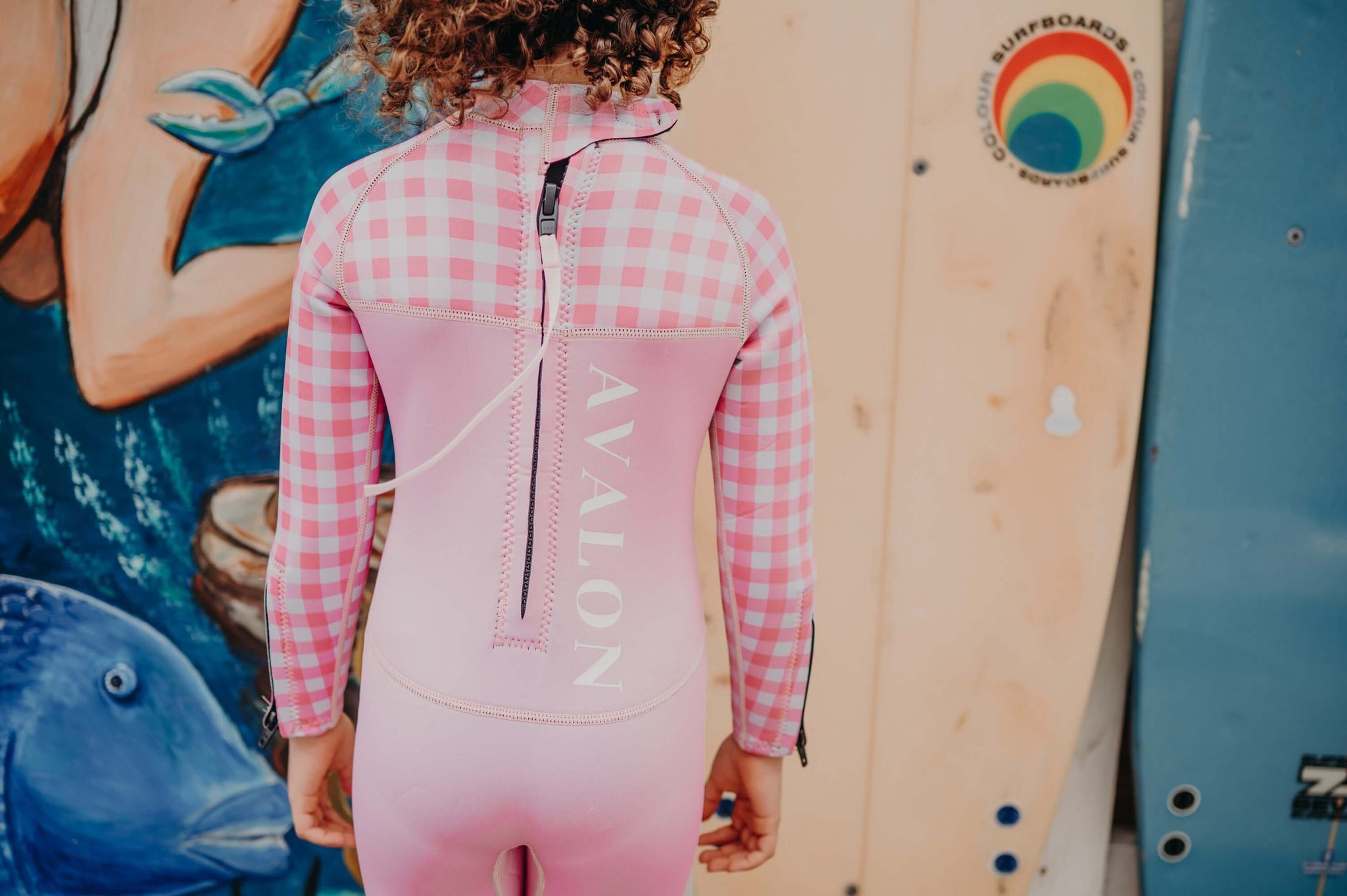 Pink Gingham | Tamarama | Sustainable Children's Wetsuit