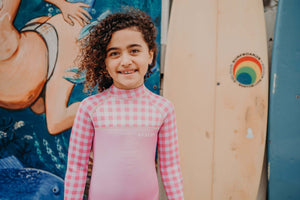 Pink Gingham | Tamarama | Sustainable Children's Wetsuit