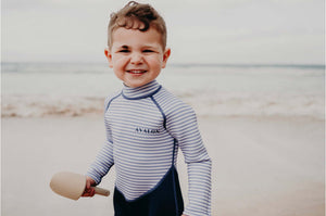 Navy striped boys beach kids wetsuit