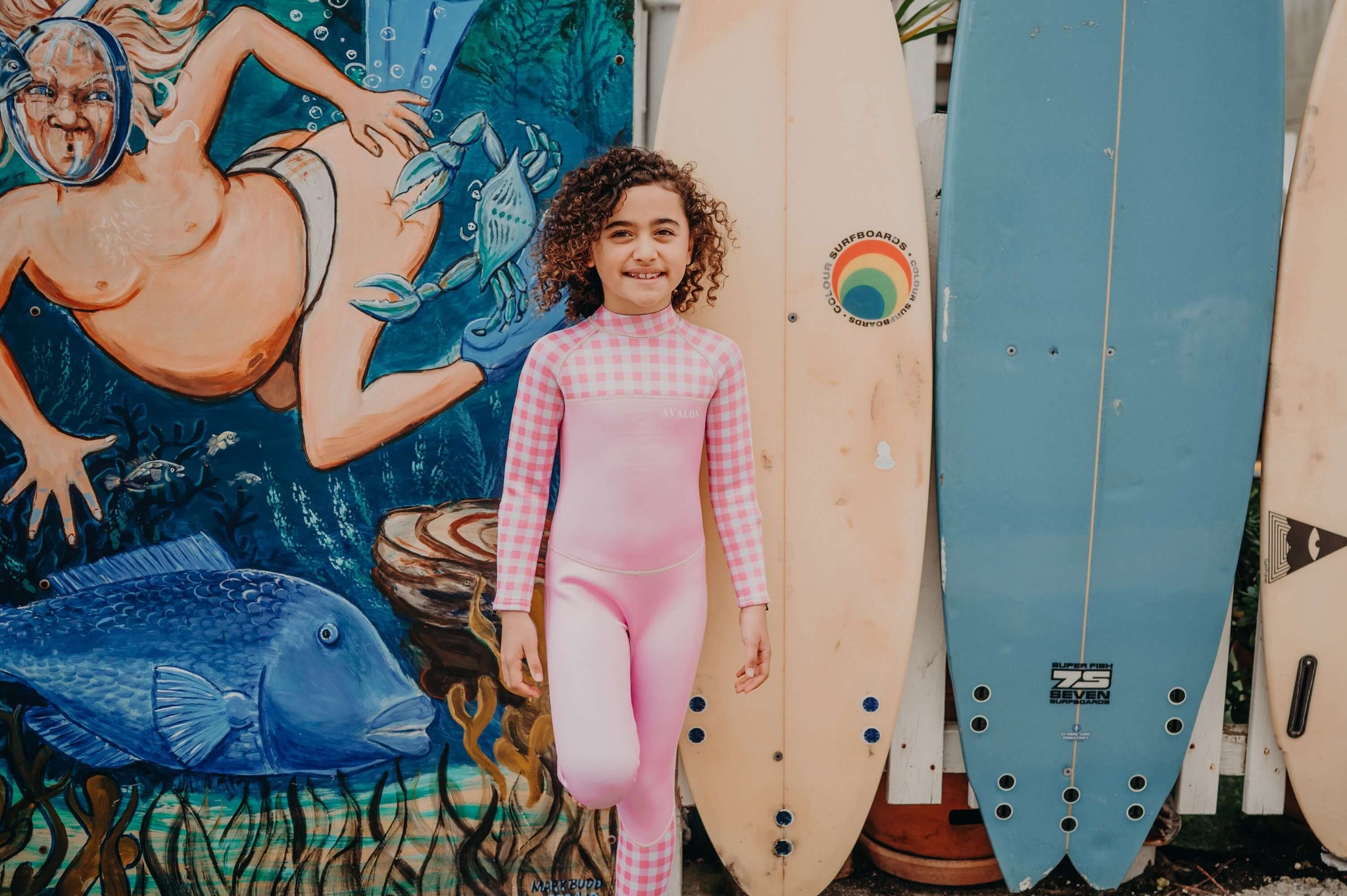 Pink Gingham | Tamarama | Sustainable Children's Wetsuit